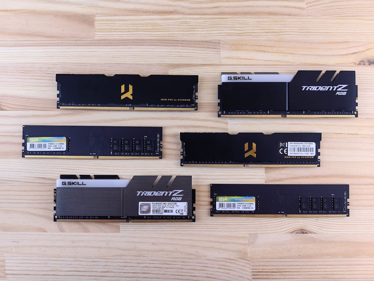 Fake and genuine DDR5 RAM memory modules in server motherboard DIMM slots